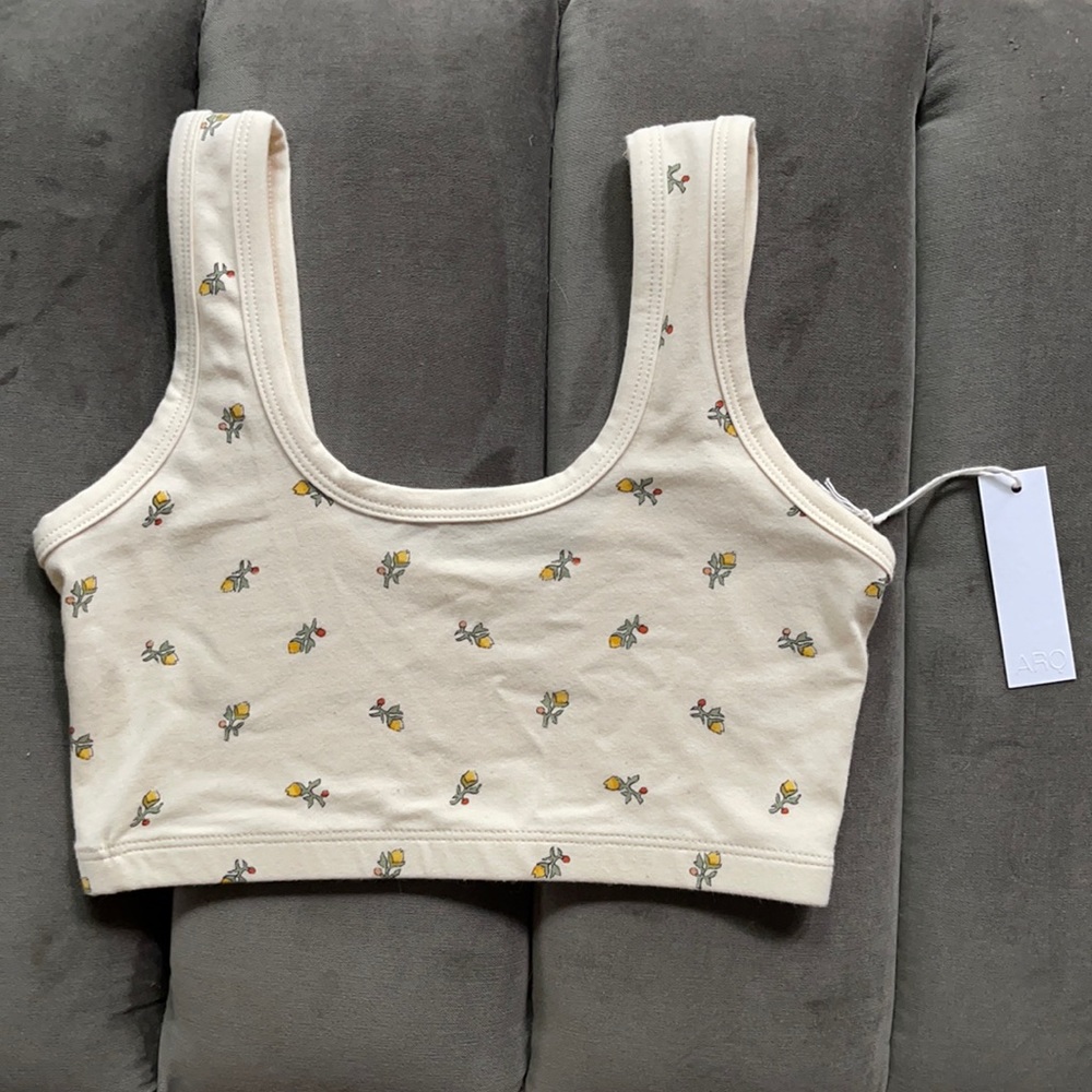 ARQ full coverage bra in yellow calico small S nwt